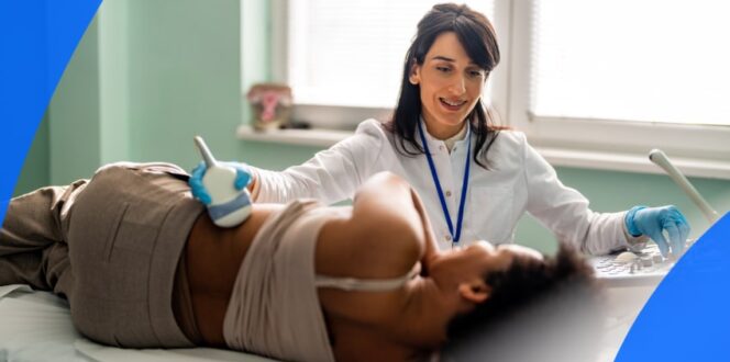 Patient getting kidney ultrasound