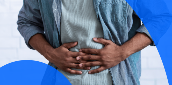 Man putting hands on stomach in pain